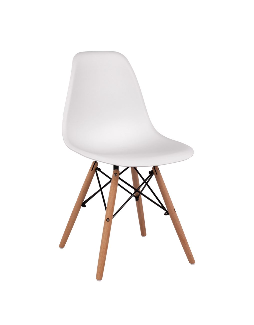 12340 Καρέκλα STEFAN, 46.5x53x82cm Λευκό με Ξύλινα Πόδια - Image 1