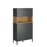 Ραφιέρα Beril Ανθρακί-Χρυσό Δρυς 90x42x170cm