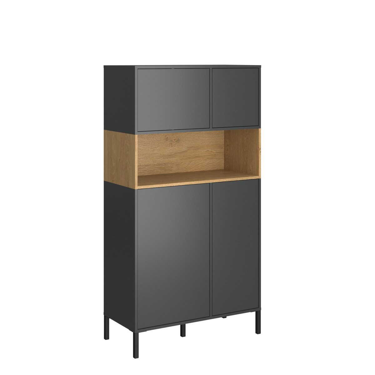 13674 Ραφιέρα Beril Ανθρακί-Χρυσό Δρυς 90x42x170cm - Image 1