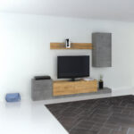 Σύνθεση Τηλεόρασης Lucky 246.3x37x193cm Γκρι-Χρυσό Δρυς