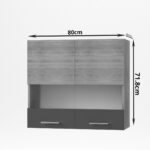 Alina Πάνω ντουλάπι με Τζάμι 80x30,5x71,8εκ Σονόμα-Μόκκα - Image 3