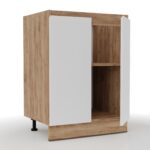 Επιδαπέδιο ντουλάπι κουζίνας Soft Λευκό με βελανιδιά 60x46,5x81,5εκ - Image 2