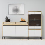 Βιτρίνα Palmor Χρυσό Δρυς-Λευκό 77x40x164cm - Image 3