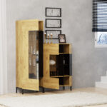 Βιτρίνα Santes Χρυσό Δρυς-Γραφίτης 90x42x134.50cm - Image 3