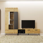 Έπιπλο Τηλεόρασης Santes Χρυσό Δρυς-Γραφίτης 155x42x45.7cm - Image 2