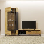 Έπιπλο Τηλεόρασης Santes Χρυσό Δρυς-Γραφίτης 155x42x45.7cm - Image 3