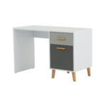 Γραφείο Timmy Λευκό-Γραφίτη-Γκρι 120x53.7x77cm