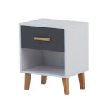 Κομοδίνο Timmy Λευκό-Γραφίτη-Γκρι 46.8x36x57.1cm