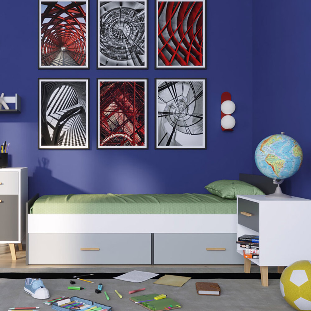 14630 Κρεβάτι Timmy Λευκό-Γραφίτη-Γκρι χωρίς πάτωμα 90x200cm - Image 1