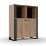 Μπουφές OLD WOOD Χρυσός Δρύς με Μαύρο, 106.2x44xx128.5εκ - Image 3