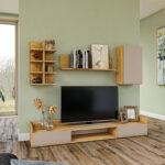 Σύνθεση τηλεόρασης Callisto Χρυσό Δρυς-Γκρεζ 200x40x180cm