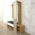 Σετ Εισόδου 3 τεμ. RUTA με Καθρέπτη και Μαξιλάρι Χρυσός Δρύς Με Λευκό 150x40x199cm - Image 2