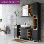 Καθρέπτης Μπάνιου LOTUS Με Ντουλάπι Γραφίτης-Σονόμα 79.6x20x64εκ - Image 2