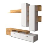 Σύνθεση Τηλεόρασης Astin 203x45.3x180εκ Χρυσός Δρύς Με Λευκό - Image 2