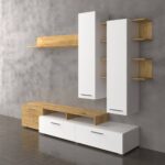 Σύνθεση Τηλεόρασης Astin 203x45.3x180εκ Χρυσός Δρύς Με Λευκό - Image 3