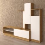 Σύνθεση Τηλεόρασης Melisa 240x45x180εκ Χρυσός Δρύς Με Λευκό - Image 2