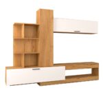 Σύνθεση Τηλεόρασης OMELA 260x42x193εκ Χρυσός Δρύς Με Λευκό - Image 3