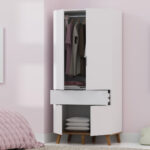 Ντουλάπα Neptune Δίφυλλη Λευκό-Σονόμα 88x55x197cm - Image 3