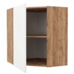 Επιτοίχιο γωνιακό ντουλάπι κουζίνας Soft Λευκό με βελανιδιά Διαστάσεις 60x60x72,8εκ - Image 2