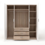 Ντουλάπα Τετράφυλλη Rico Λευκή-Sonoma 180x62x206cm - Image 3