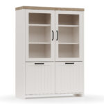 Bιτρίνα VERNE Δίφυλλη  114.8x37.2x153cm Λευκό-Φυσικός Δρυς - Image 3