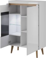 Βιτρίνα Nordi Λευκό+Higloss λευκό+Riviera 90x134x40cm - Image 2