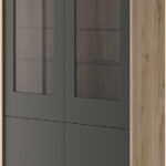 Βιτρίνα Basic Χρώμα: Jackson Hickory +Γραφίτης 104x185x39cm