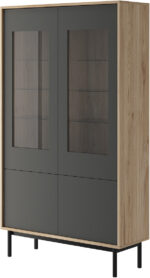 Βιτρίνα Basic Χρώμα: Jackson Hickory +Γραφίτης 104x185x39cm