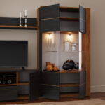 Βιτρίνα Δίφυλλη ADEL Καπνού (tobacco) με γκρί 95.1x39.6x167.5εκ - Image 2