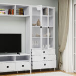 Βιτρίνα Marocco Δίφυλλη Λευκό 90x37x210.5cm - Image 2