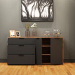 Μπουφές NITRO Γκρί Γραφίτη με Βελανιδιά 160x40x80εκ - Image 3