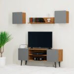 Σύνθεση τηλεόρασης 4τεμαχίων Arktos1 Καρυδί-Γκρι - Image 2