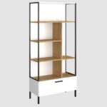 Βιβλιοθήκη Santes Χρυσό Δρυς-Λευκό 90x42x197.5cm - Image 2