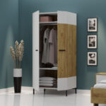 Δίφυλλη Ντουλάπα Santes Χρυσό Δρυς-Λευκό 90x60x197.5cm - Image 3