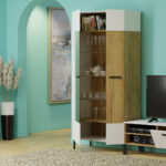 Βιτρίνα Santes Χρυσό Δρυς-Λευκό 90x42x197.5cm - Image 3