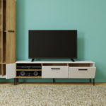 Έπιπλο Τηλεόρασης Santes Χρυσό Δρυς-Λευκό 155x42x45.7cm - Image 3