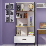 Βιβλιοθήκη Santes Χρυσό Δρυς-Λευκό 90x42x197.5cm - Image 3