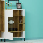 Βιτρίνα Santes Χρυσό Δρυς-Λευκό 90x42x134.50cm - Image 3