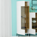 Βιτρίνα Santes Χρυσό Δρυς-Λευκό 64.2x42x197.5cm - Image 3