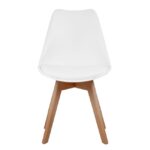 Καρέκλα LORA 47x56.6x82cm Λευκό με Ξύλινα Πόδια και Μαξιλάρι - Image 2