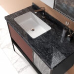 Σετ Πάγκου ERIETE 100cm χρ. ΜΠΟΡΝΤΟ/ΑΝΘΡΑΚΙ - Image 3