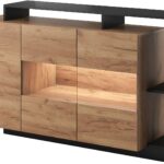 Μπουφές Alva Ανθρακί+ φυσικό golden craft 155x93.5x44cm