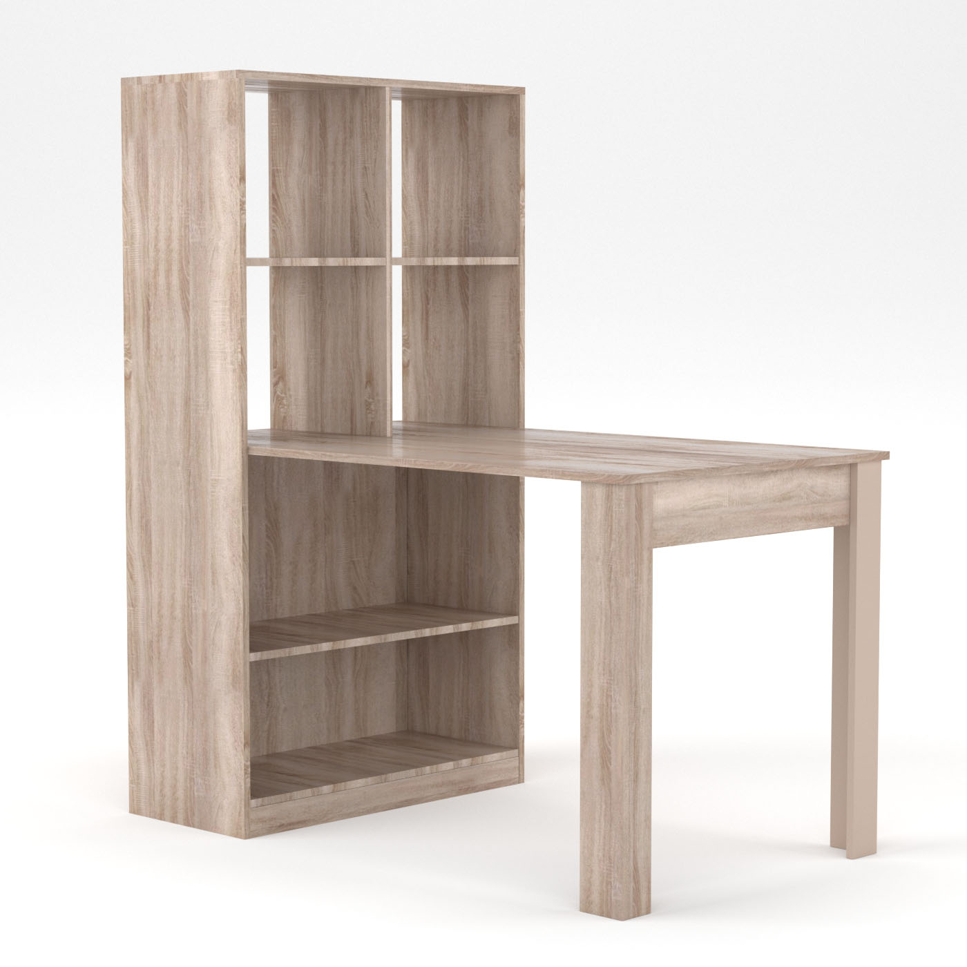 2494 Γραφείο-Τραπέζι Πολυχρηστικό Sonoma Με Ράφια 80x133x150εκ - Image 1