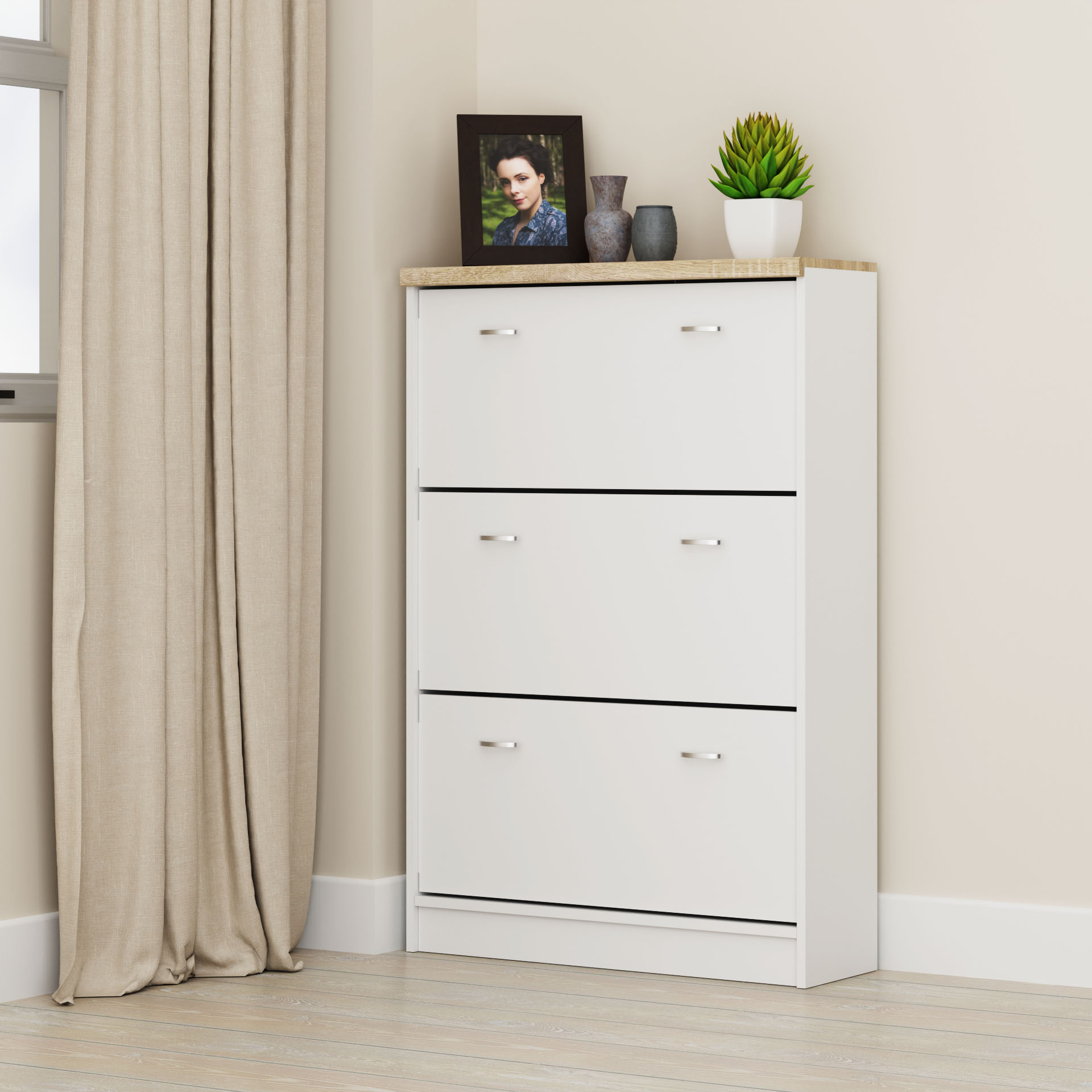 2553 Παπουτσοθήκη Top Mix 80x27x121εκ Λευκό-Σονόμα - Image 1