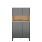 Ραφιέρα Beril Ανθρακί-Χρυσό Δρυς 90x42x170cm - Image 2