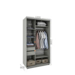 Ντουλάπα Diamont Λευκό 120x60x220cm - Image 2