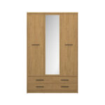 Ντουλάπα Τρίφυλλη με καθρέφτη Pavi Βελανιδιά 124.6x55.1x197.2cm - Image 2