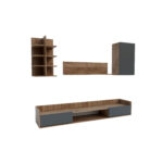 Σύνθεση τηλεόρασης Callisto Σκούρο Δρυς-Γραφίτης 200x40x180cm - Image 2