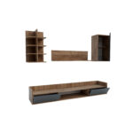 Σύνθεση τηλεόρασης Callisto Σκούρο Δρυς-Γραφίτης 200x40x180cm - Image 3