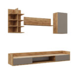 Σύνθεση τηλεόρασης Callisto Χρυσό Δρυς-Γκρεζ 200x40x180cm - Image 2